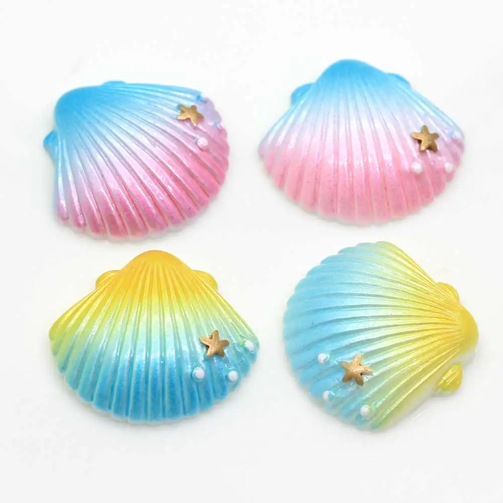 Kawaii Pastel Shell Flatback Cabochons Summer Tropical Mermaid Sea Shells Cabochons Ornament or Scrapbook DIY Crafts