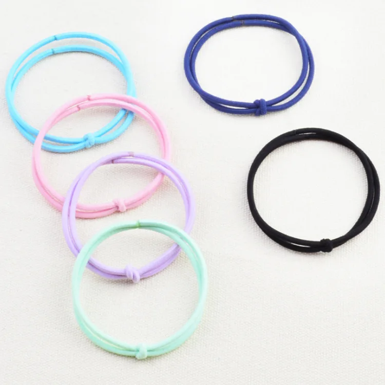 Durable simple design seamless connection bicolor elastic hair band, knot hair tie bracelet