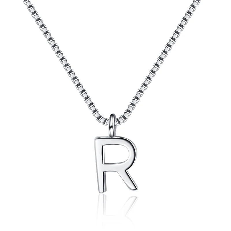 ZHILIAN Women 925 Sterling Silver Chain R Letter initial Necklace Alphabet Pendant For Women