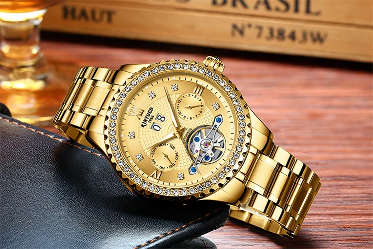 KINYUED OEM automatic movement men wrist watch fashion tourbillon watch mechanical