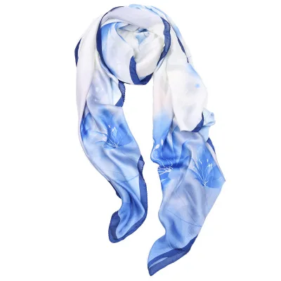 Fashionable Rectangle Floral Polyester Satin Beach Shawl Scarf for Women Stylish to Block the Sunshine