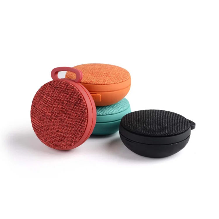 Good Quality Gray Round Portable Fabric Mini Gift Bluetooth Wireless Speaker