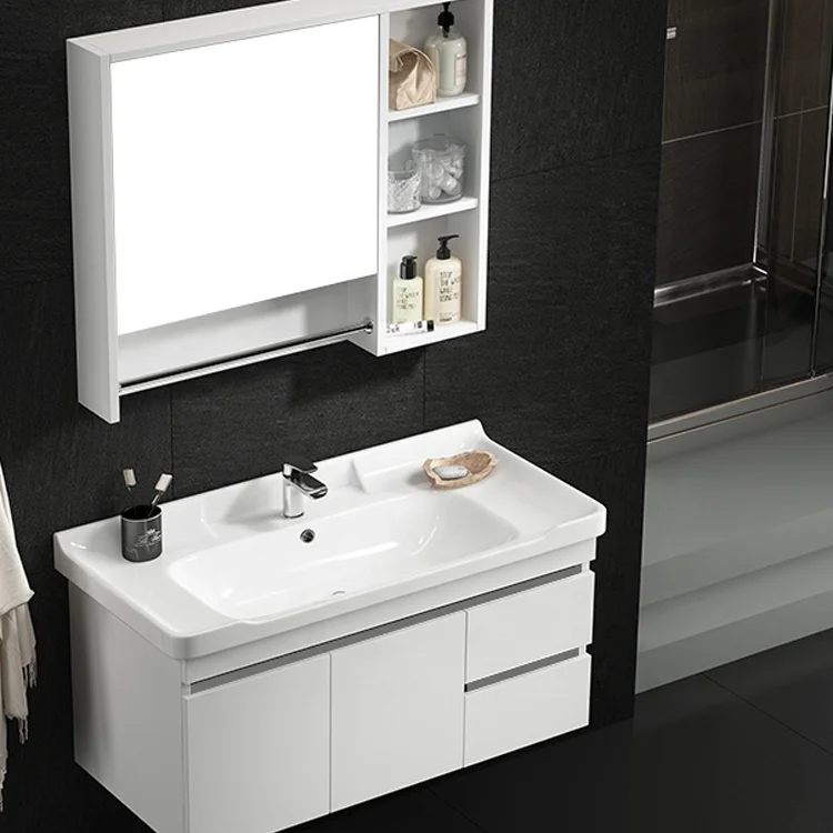 Wall Mounted Luxury Hotel Basin Mirror Vanities Cabinet Bathroom Furniture