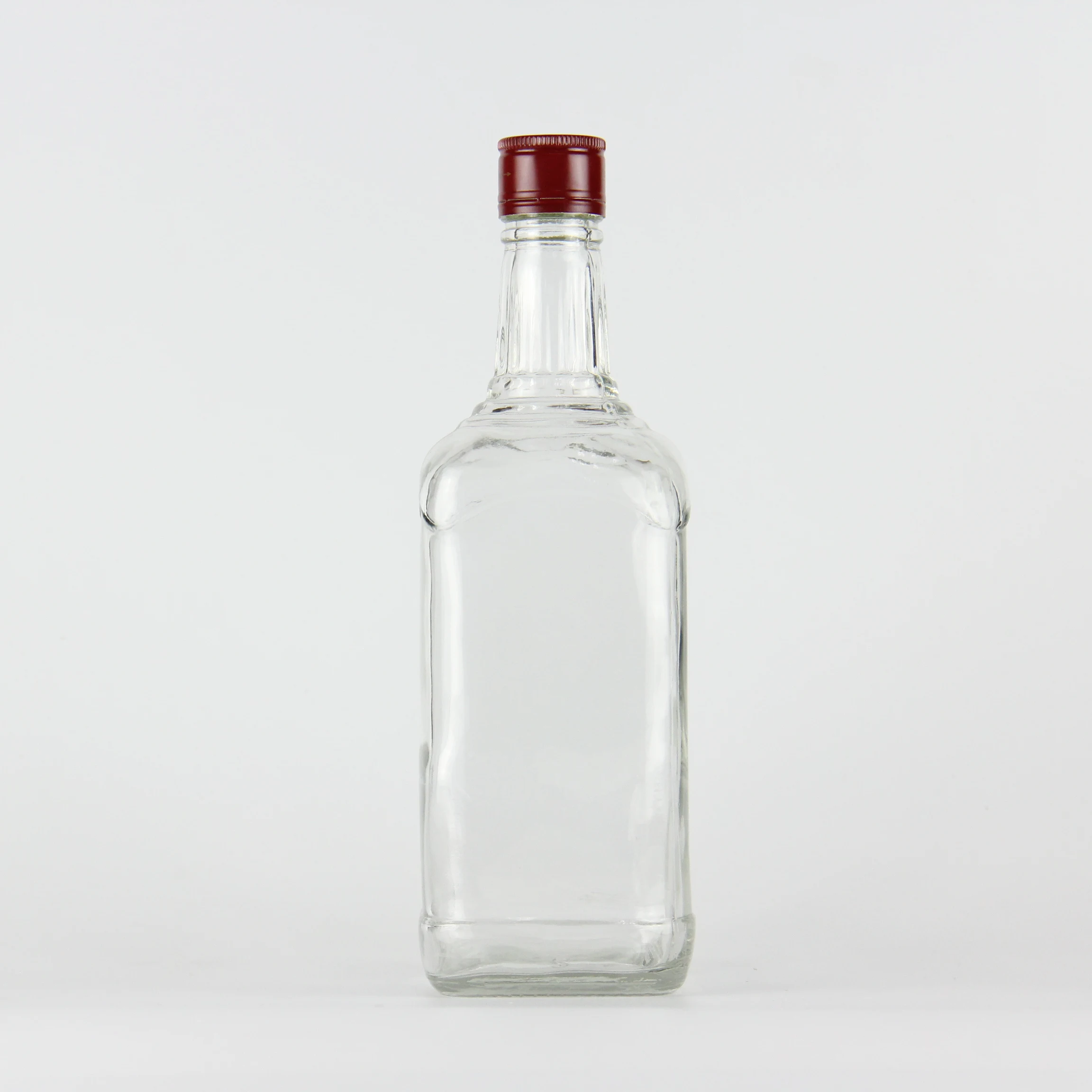 
Customize shape 700ml volume ROPP square shape vodka glass bottle 