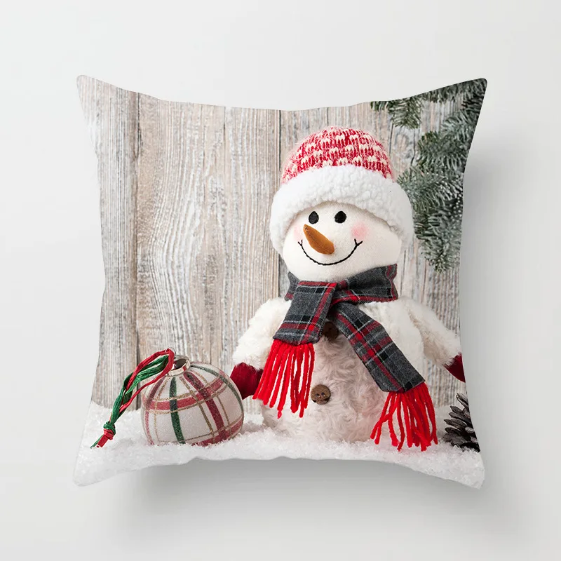 Nordic Christmas Pillow Case Snowman Square Sofa Chair Cushion Cover