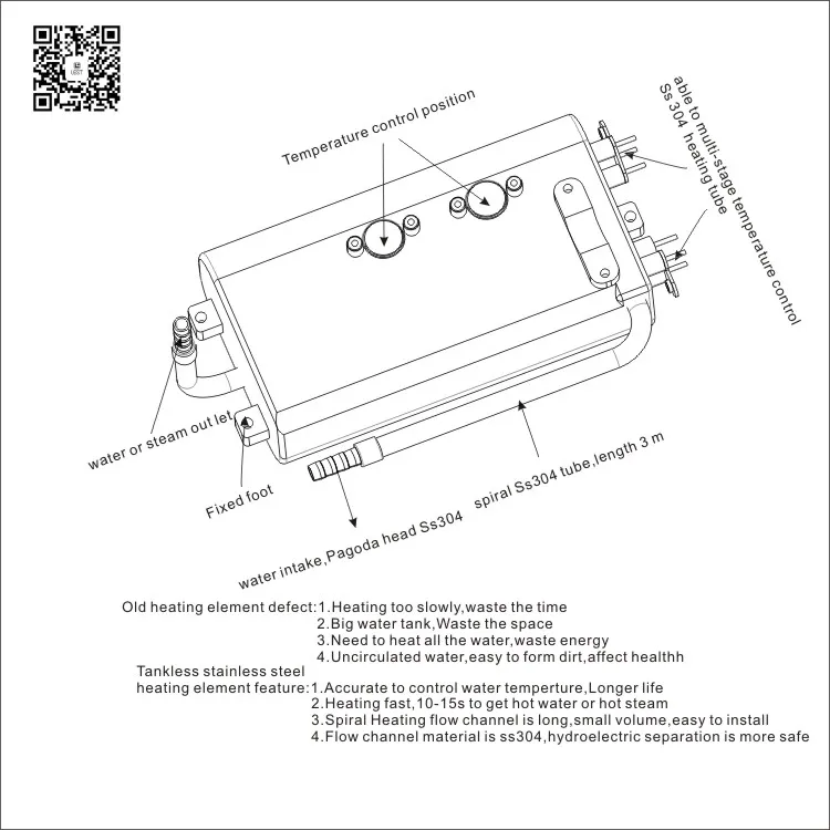 
B10 stainless steel 304 casting aluminum nichrome heating element steam generator for sauna room 