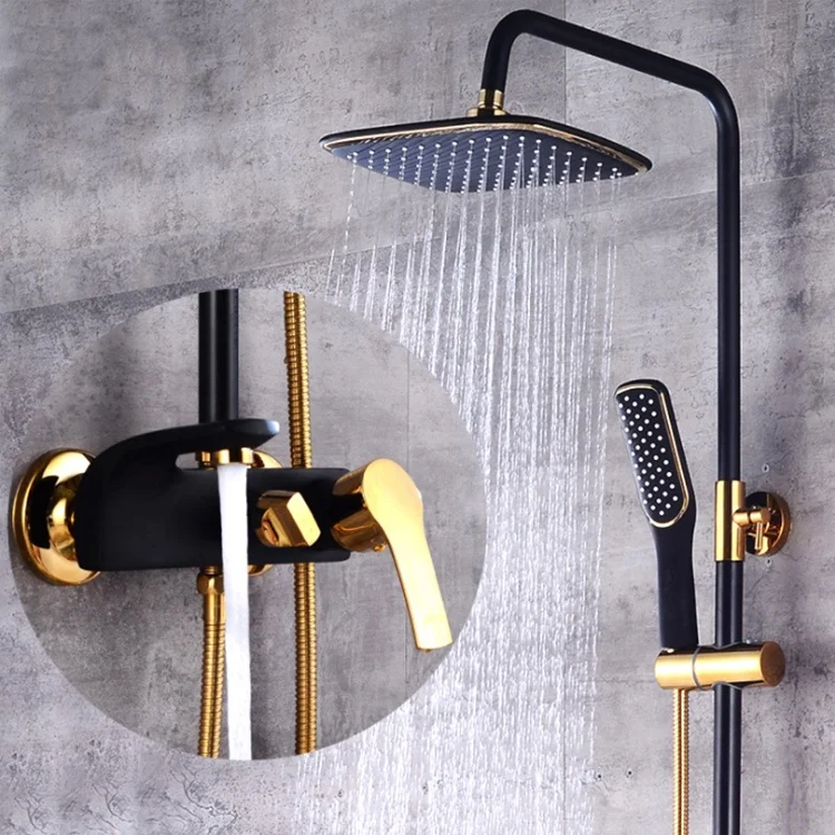 
Bathroom 5 Hole Bathtub Golden Surface Mounted Shower Faucet 