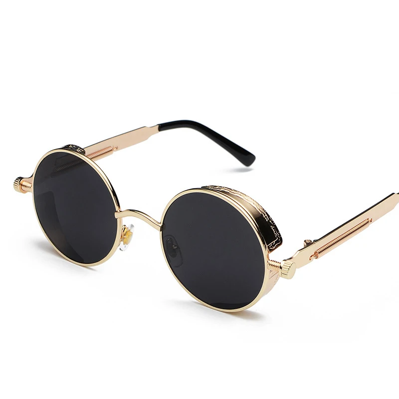 Gothic Steampunk Round Metal Sunglasses for Men Women Mirrored Circle Sun Glasses Brand Designer Retro Vintage Oculos UV400