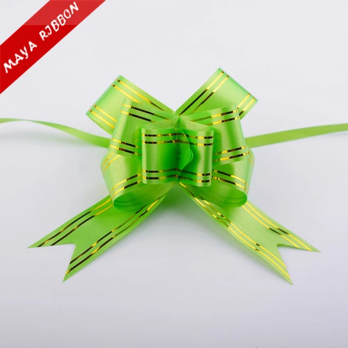 Cheap flower wrapping purple pp pull ribbon bows