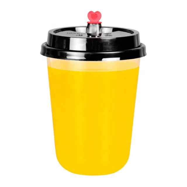 Clear 90mm PP Disposable U Shape 500ml Injection Plastic Coffee Cup Boba Milk Tea Cup Juice Cup With Lid