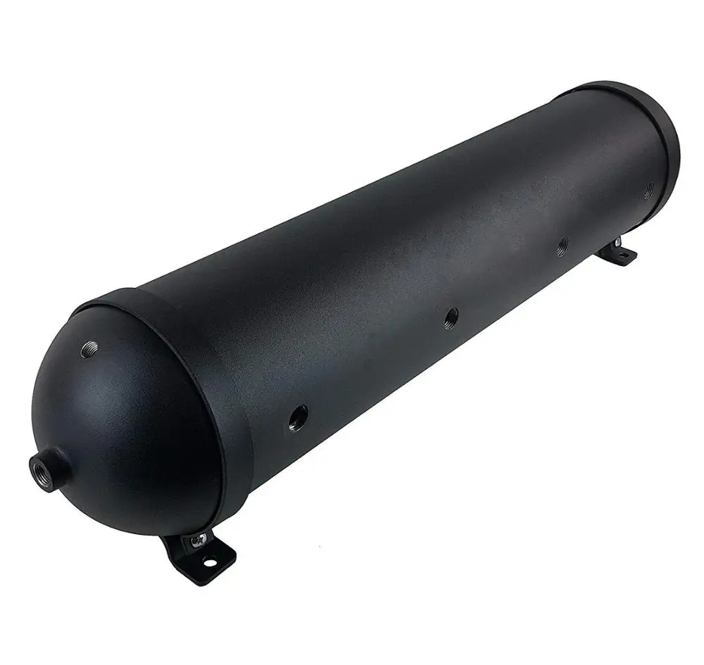 
5 Gallon 7 Ports Aluminum Seamless Air Suspension Tank, SAE J10 Standard Air Lift Air Tank 