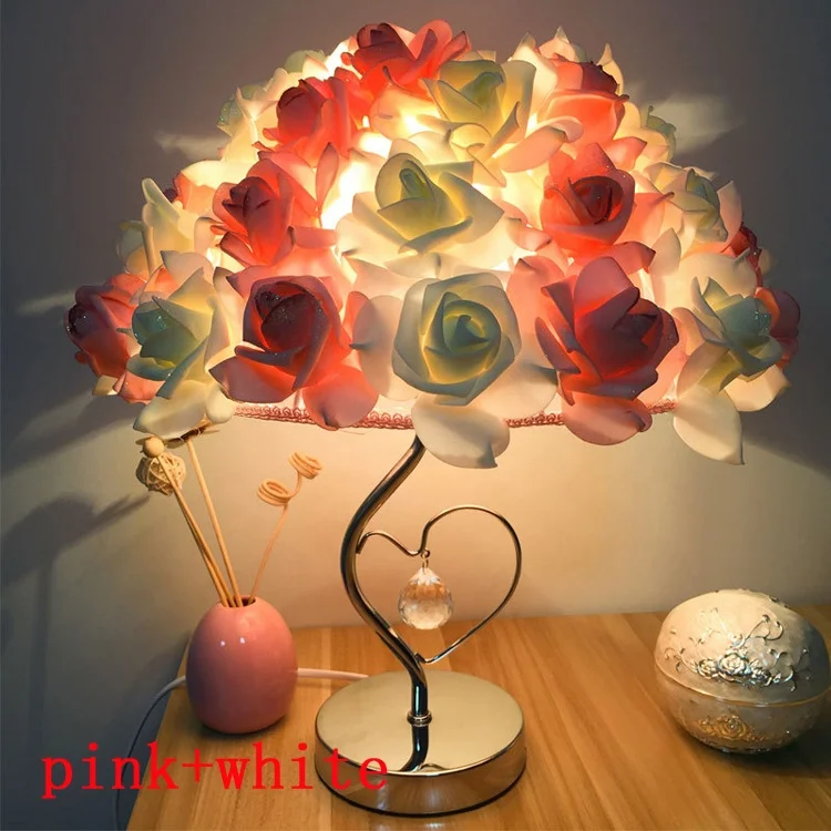 Factory wholesale wedding decoration bedside colorful Rose desk lamp