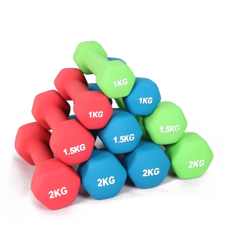 
Wholesale Weightlifting Colorful 10kg Neoprene Hex Dumbbell Set 