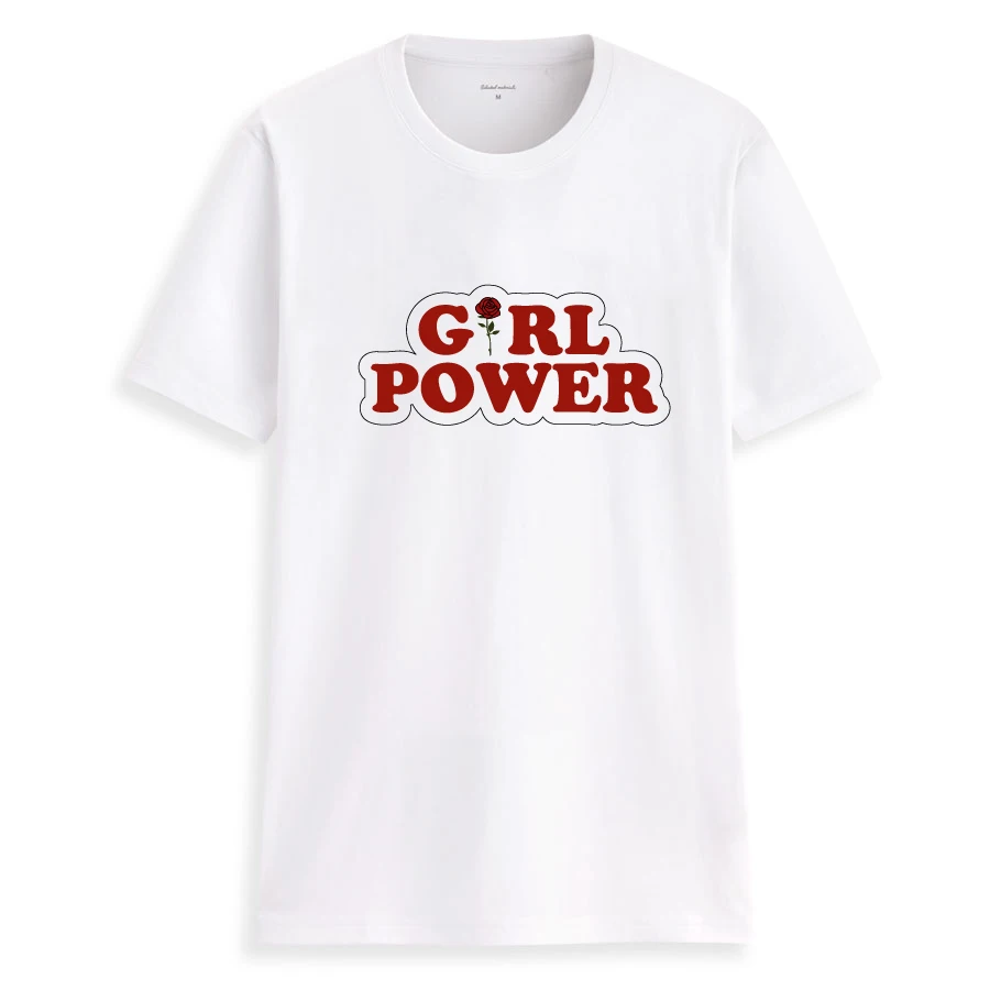 2022 Wholesale girl power Red Rose Short-sleeved t shirts