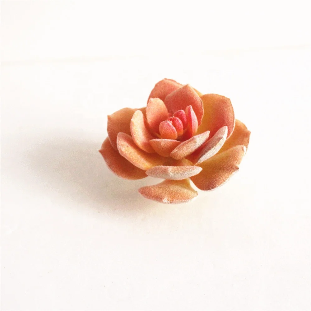 DIY Yellow colorful Flocking artificial flower heads Artificial succulent
