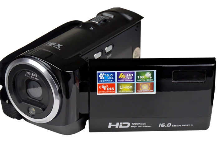 Высокое качество Цифровая видеокамера HD 720 P с цветным дисплеем и 16x цифровой зум/литиевая аккумуляторная батарея видеокамера