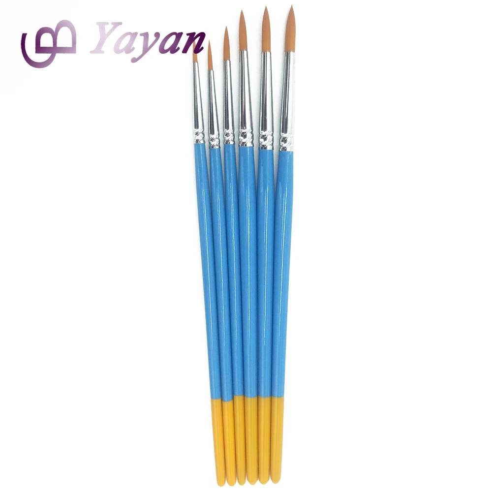 6PCS Round Paint Brushes Oil Brushes  Custom Design Watercolor Paint  Brushes For Artist