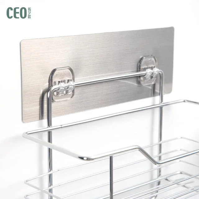 Household Magic Sticker Wall Mounted Stainless Steel shower shelf kitchen bathroom storage rack