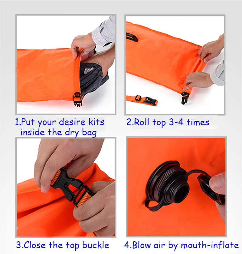 Orange Personal Open Water Swim Safety Tow Buoy 28L