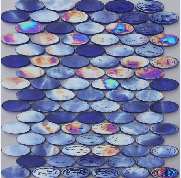 blue color fish scale mosaic glass tile