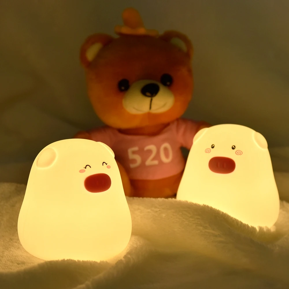 Animal Shaped Lamp Children Table Bebe Lampara Usb Led Bedside Night Lights For Kids Silicone