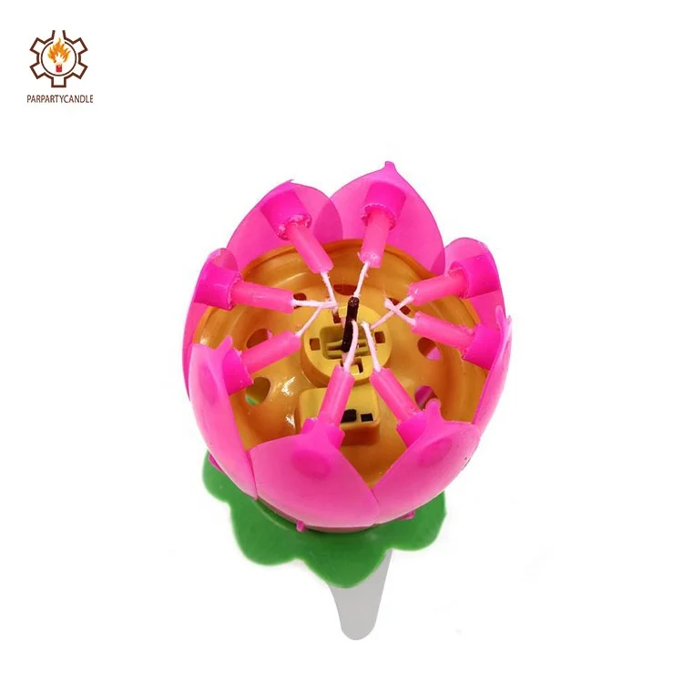 Wholesale Happy Rose lotus Music flower birthday candle