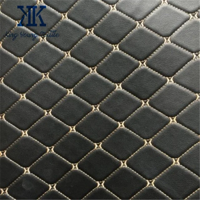 wholesale factory manufacturer faux synthetic genuine quilted pu pvc leather fabric