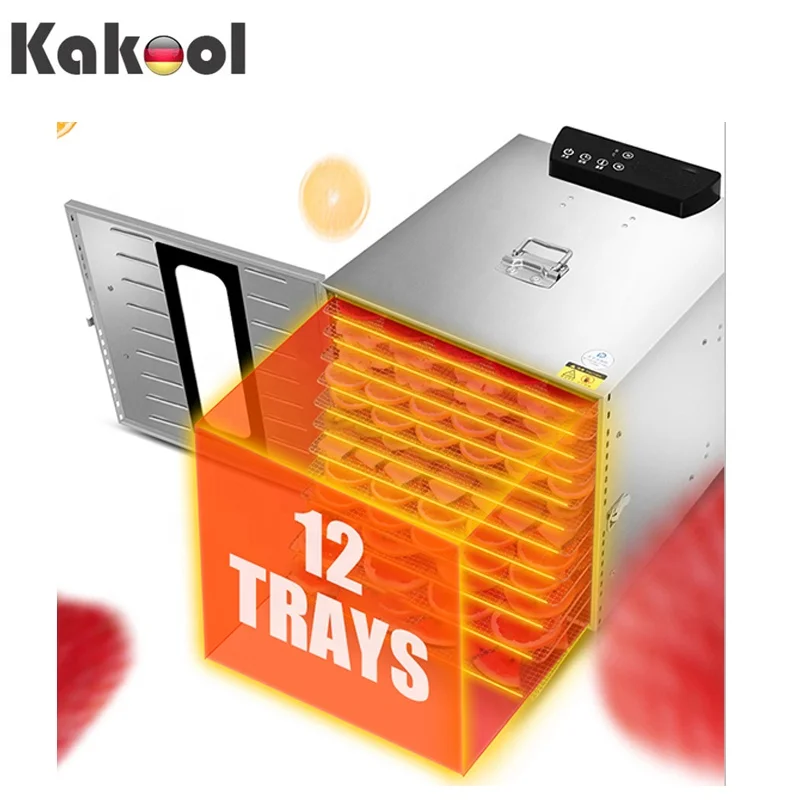 Factory direct 12 trays digital stainless steel fruit beef jerky vegetable baby food dehydrator machine