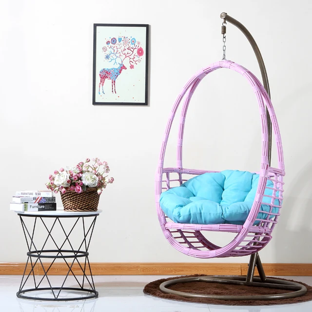 Best selling PE rattan wicker single hanging chair in garden balcony