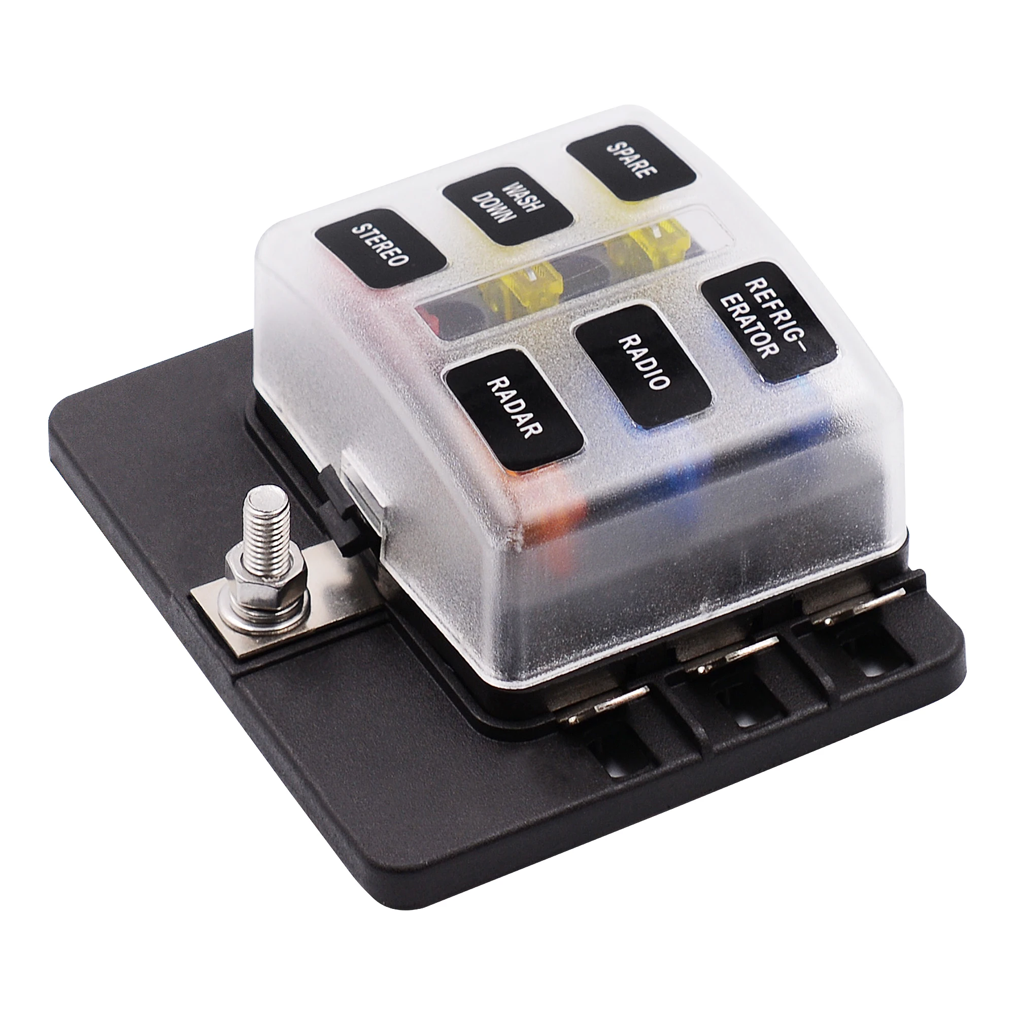 
Car Modified 6-Way Fuse Box With LED Indicator Light PC Wiring Terminal 