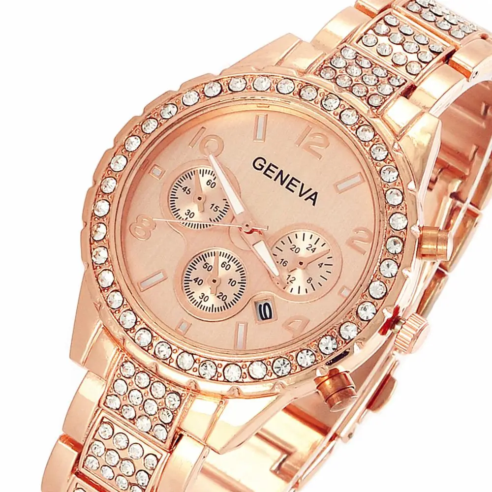 new style stone diamond beautiful geneva luxury lady watch bracelet watch women fashion watch wholesale