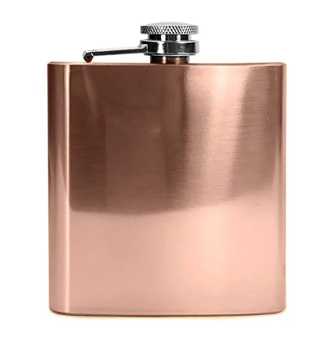 Rose Gold Hip Flask Plated 304 Stainless Steel Liquor Flask with Custom Logo