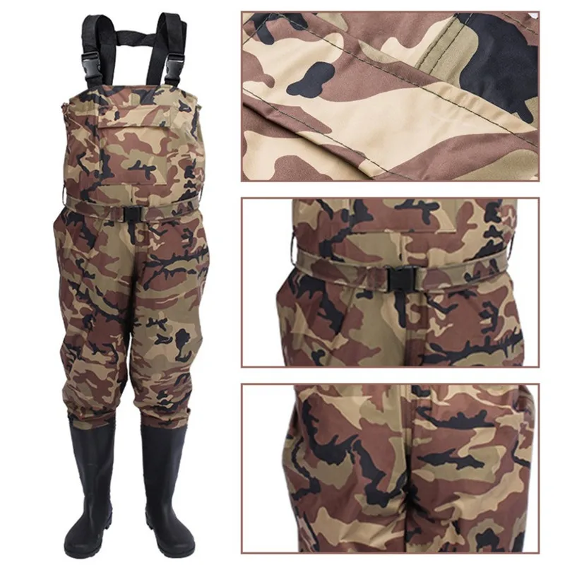 Men Camo Waterproof Waist Pants Hunting Rubber Boots Fishermen Fly Plus Size Chest Fishing Waders