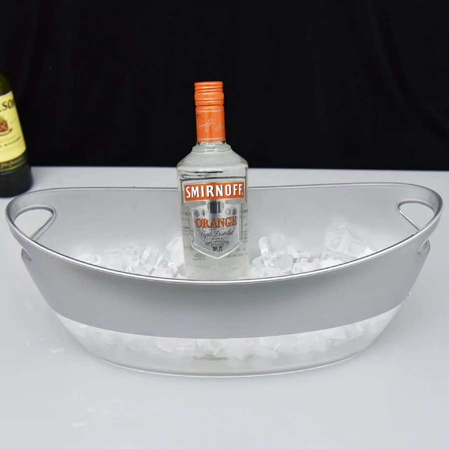 7L oval shape ps plastic white color ice bucket for bar