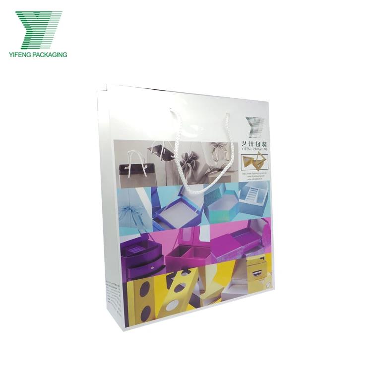 wholesale high end customized paper shopping bag with diecut handle