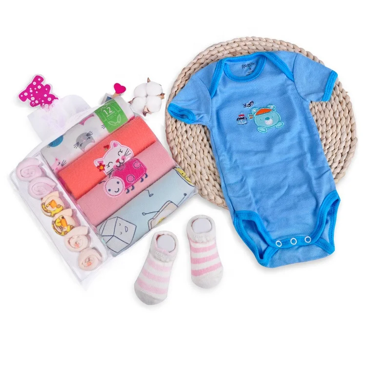 High Quality Gift Romper Newborn Sets Super Soft 100% Cotton Infant Socks Cute Baby Clothes