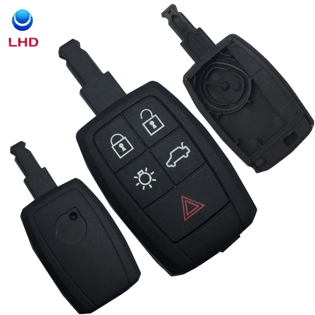 5 Buttons Replacement Shell Remote Key Blank Fob Case for Volvo XC90 C70 S60 D5 V50 With Insert Key Blade With LOGO