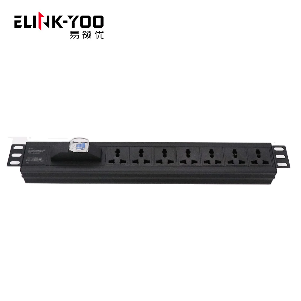19inch 1.5U 7 way universal electric standard socket rackmount industrial pdu socket Power distribution unit