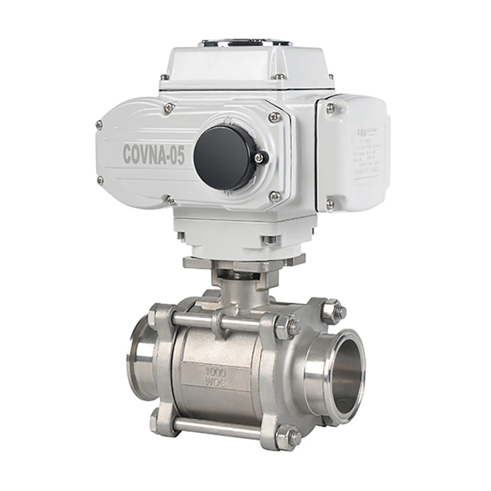 COVNA DN50 2 inch 2 Way 3 Pieces 12V DC Stainless Steel Electric Motorized Actuated Ball Valve Welding Ball Valve