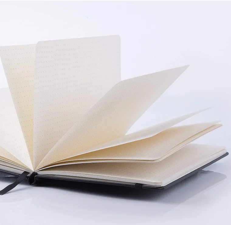 A5 black leather lined printing soft cover notebook with tear off pages