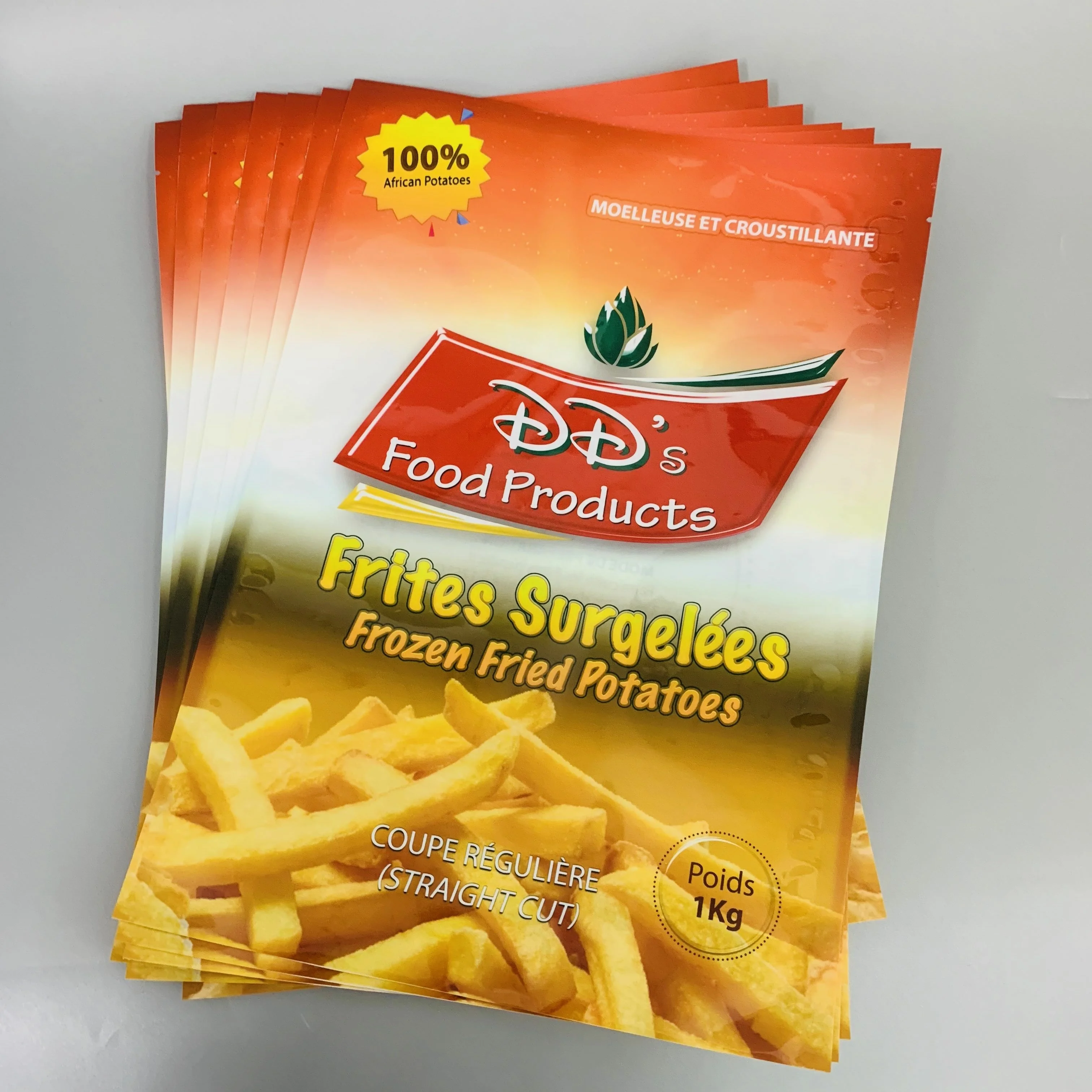 wholesale custom plastic 3 side seal packaging pouch vacuum food storage bag of frozen french fries