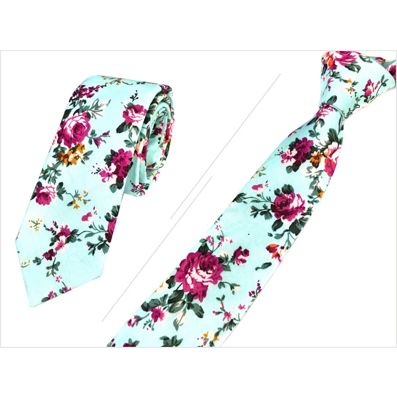 Мужская хлопковая футболка с цветочным принтом Цветочный Тонкий Узкие галстуки для мужчин