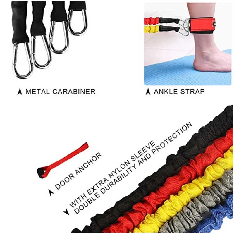 11pcs/set Fitness Equipment Pilates Tubes,Elastic Bands Gym Workout Resistance Bands