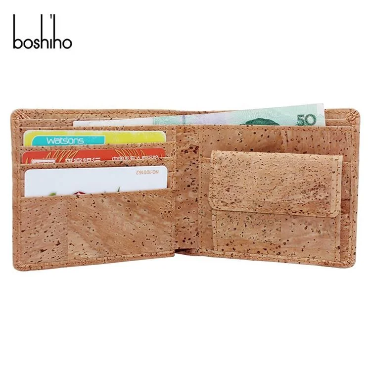 New design multi function vegan cork mens slim wallet with card holder