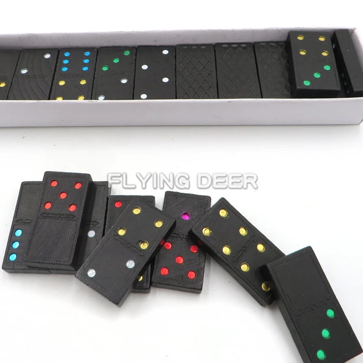 
cheap domino game children classic domino chips with color dots 