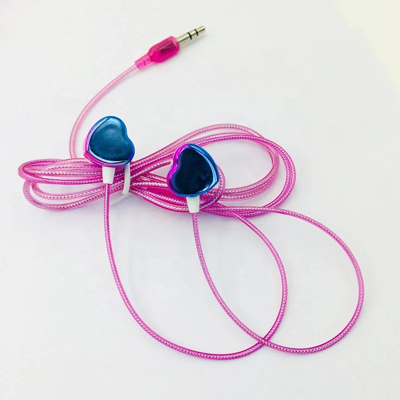 
OEM/ODM New Creative Design Womens Fashion Bling Heart Star Shape Colorful ABS Music Stereo Wired Earphones 