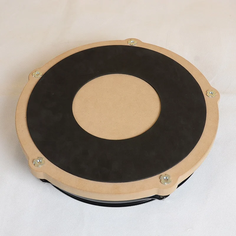 Tunable 12 inch Silent Drum Practice Pad with Wooden Base and Steel Frame