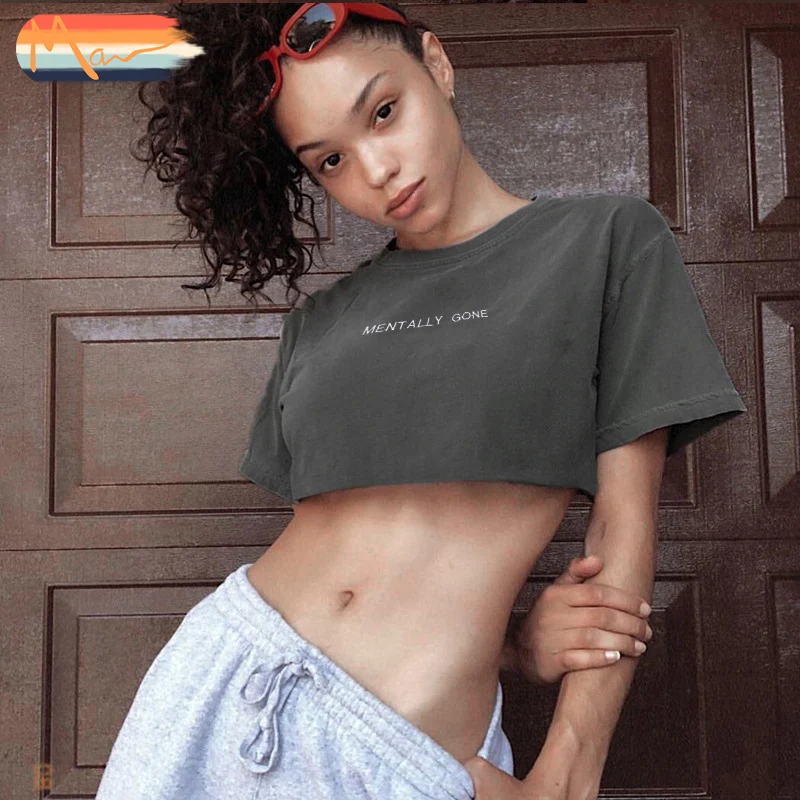 
Maxnegio women tee shirt homme crop tee 