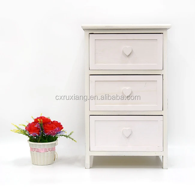 3 drawers White kids wooden storage cabinet bedroom furniture