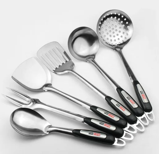 
Eco-friendly Food Grade Kitchen Ware Cookware sets Stainless Steel Cooking Tools Rice Soup Ladle Meat Fork Kitchen Utensils 